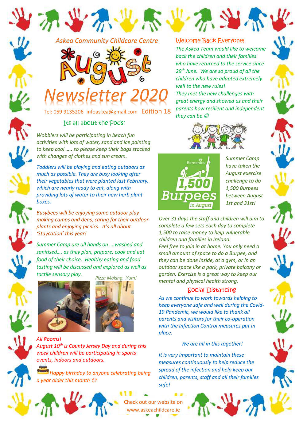August Newsletter 20 Askea Community Childcare Centre